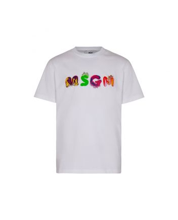 Girls White Cotton Jewel T-Shirt
