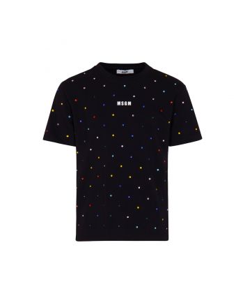 Girls Black Studded Half Sleeves T-Shirt