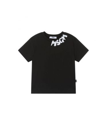 Kids Black Cotton Half Sleeves T-Shirt