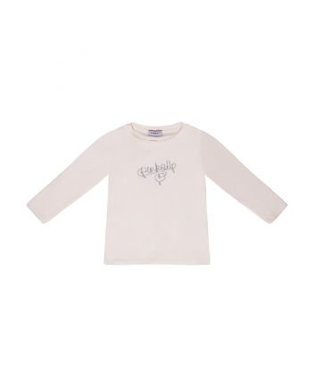 Girls Cream Embroidery Logo T-Shirt