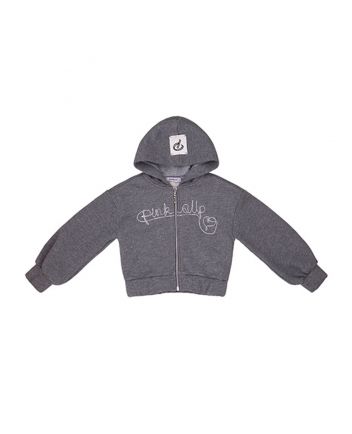Girls Grey Fleece Zip-up Hoodie