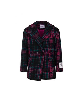 Girls Multi Color Logo-Patch Single-Breasted Blazer