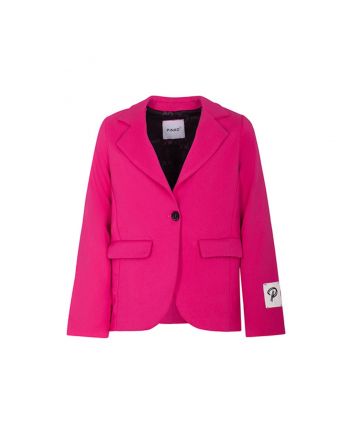 Girls Pink Logo-Patch Single-Breasted Blazer