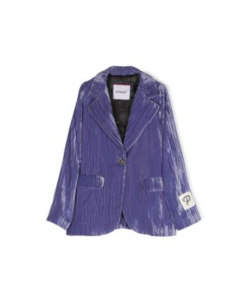 Girls Purple Logo-Patch Single-Breasted Blazer