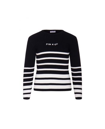 Girls Black Ribbed-Knit Striped Sweatshirt