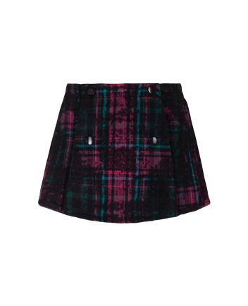 Girls Black Check-Knit Skirt