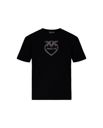 Girls Black Crystal-Embellishment Logo T-Shirt