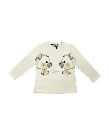 Baby Girls Cream Cotton Full Sleeves T-Shirt