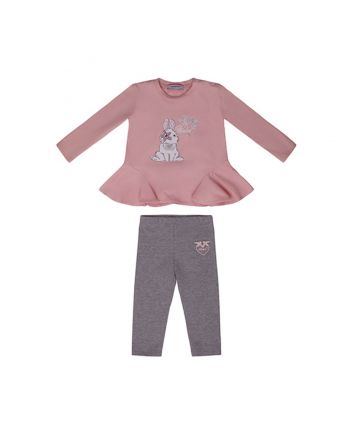 Baby Girls Pink & Grey Pyjama Set