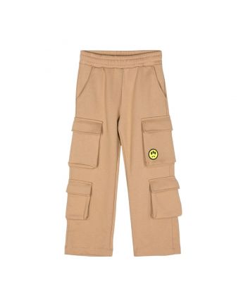 Unisex Beige Logo-Stamp Cargo Trouser