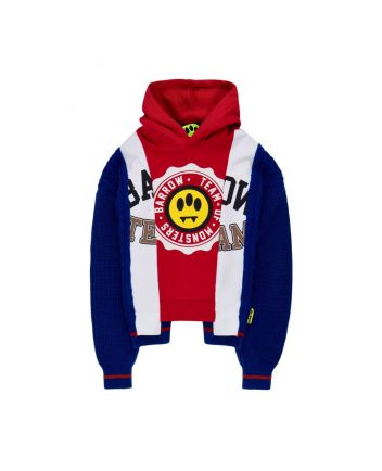 Unisex Red & Blue Logo-Patch Classic Hoodie
