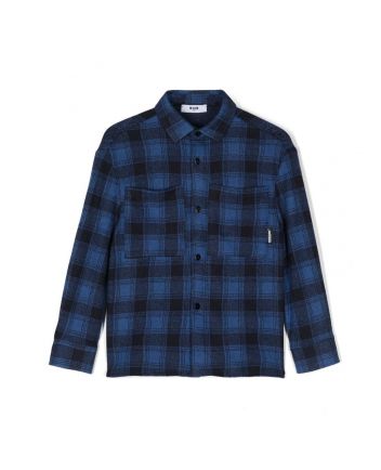 Boys Blue Check-Print Shirt