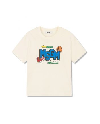 Boys Ivory Cotton Varsity T-Shirt