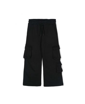 Unisex Black Cotton Cargo Trouser