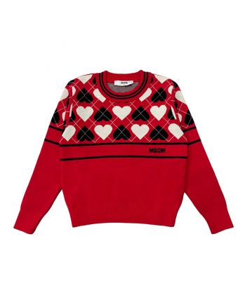 Girls Red Heart Knit Sweatshirt
