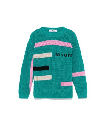 Unisex Sea Green Colourblock Sweater
