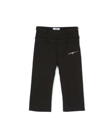 Girls Black Logo-Embroidered Trousers