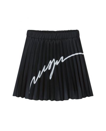 Girls Black Pleated Crepe Skirt