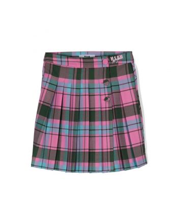 Girls Pink Logo-Embroidered Pleated Skirt