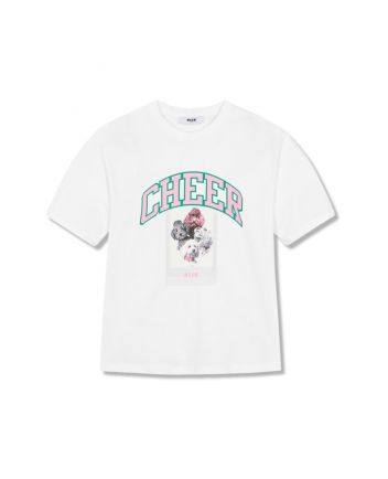 Girls White Cotton Varsity Dog T-Shirt