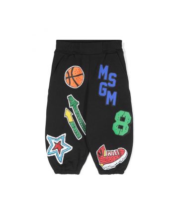 Baby Boys Black Cotton Varsity Joggers