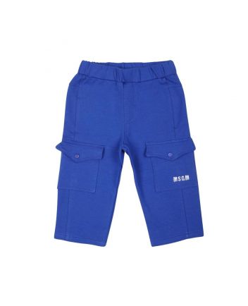 Baby Boys Blue Embroidered-Logo Trouser