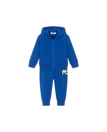 Baby Boys Blue Logo-Print Cotton Tracksuit