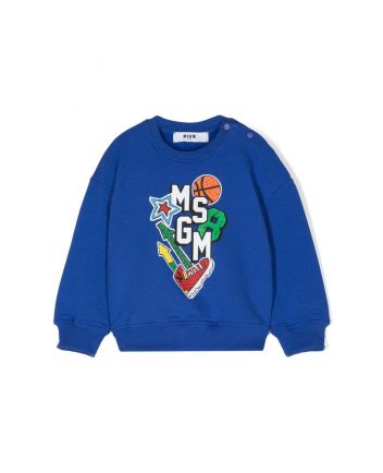 Baby Boys Blue Cotton Varsity Sweatshirt