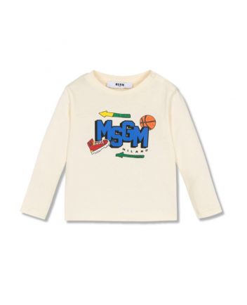 Baby Boys Ivory Logo-Print Cotton Varsity T-Shirts
