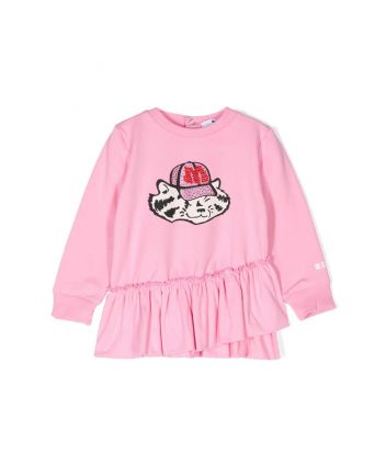 Baby Girls Pink Cat-Logo Print Dress