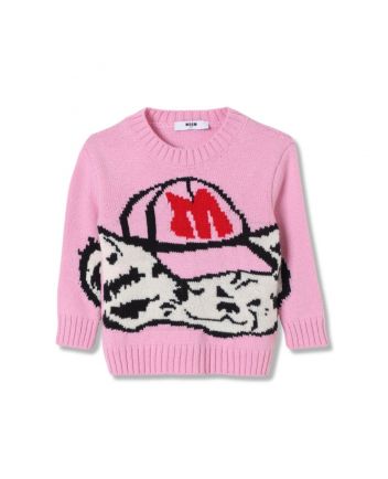 Baby Girls Pink Logo-Embroidered Sweater
