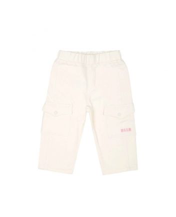 Baby Girls Cream Logo-Embroidered Trouser