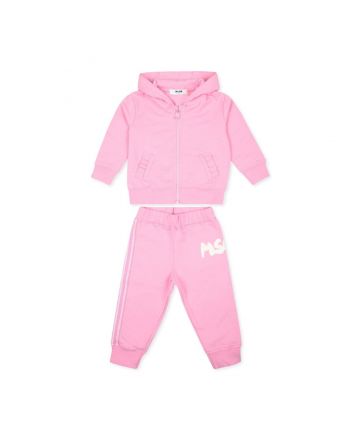 Baby Girls Pink Logo-Print Cotton Tracksuit