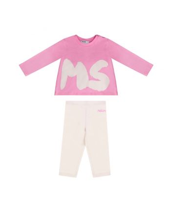 Baby Girls Pink Logo-Print Leggings Set
