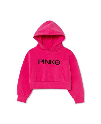Girls Pink Logo-Print Cropped Hoodie