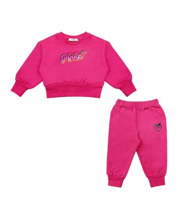 Girls Pink Logo-Print Cotton Tracksuit