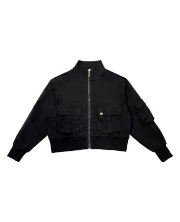 Girls Black Zip-Up Sweatshirt With Pockets