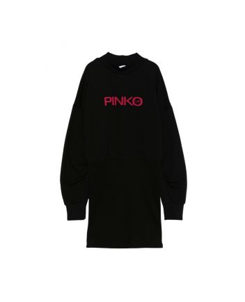 Girls Black Flocked-Logo Dress