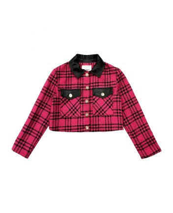 Girls Pink Tweed Jacket With Pockets