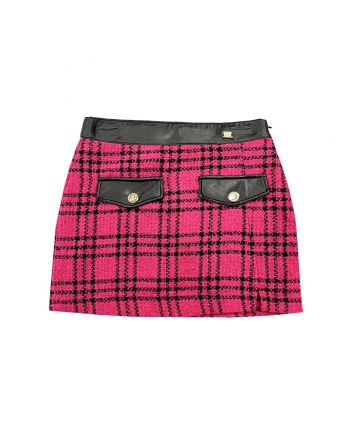 Girls Pink Tweed Skirt With Pockets