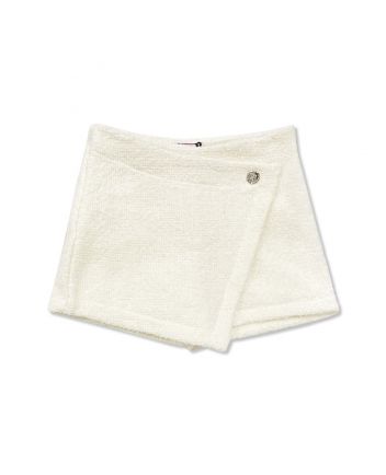 Girls Ivory Tweed Mini Skirt