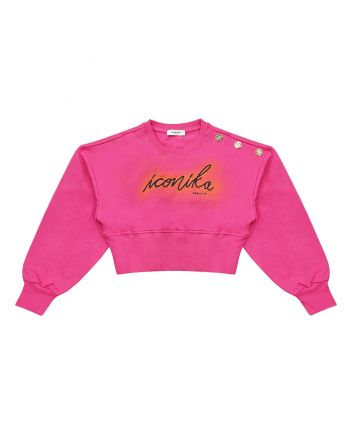 Girls Pink Logo-Print Cropped Sweatshirt