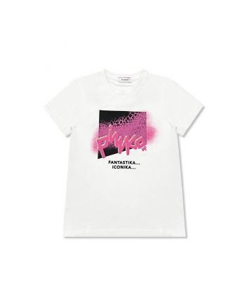 Girls White Logo-Print Cotton T-Shirt