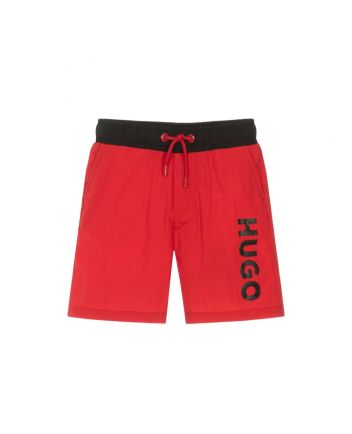 Boys Red Logo-Print Swim Shorts