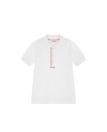 Boys White Cotton Polo T-Shirt
