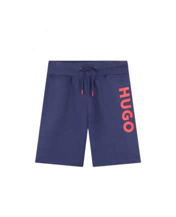 Boys Navy Blue Logo-Print Track Shorts