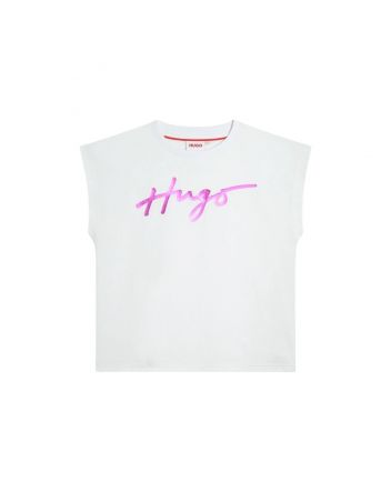 Girls White Sleeveless Logo-Print Tank Top