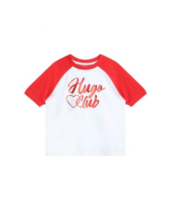 Girls White & Red Heart-Print T-Shirt