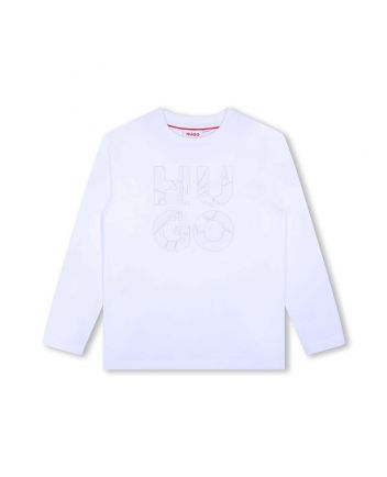 Boys White Logo-Print Cotton T-Shirt