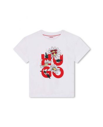 Girls White Logo-Print Organic Cotton T-shirt